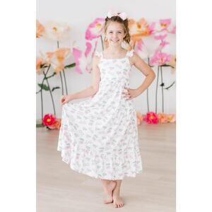 Mila & Rose Berries & Bows‎ Ruffle Maxi Dress NWT size 7/8